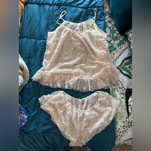 Only Hearts Cream Lace Top & Bottom